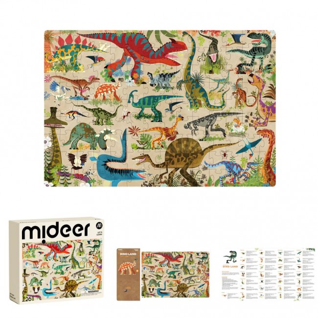 Puzzle Uczmy się! mideer - Dinozaury 126 el.