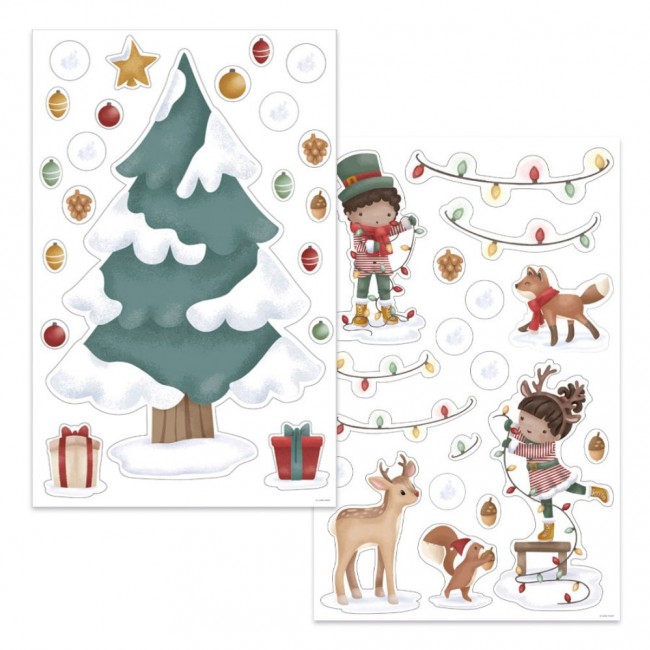 Naklejki na okno wielokrotnego użytku Little Dutch - Choinka X-MAS