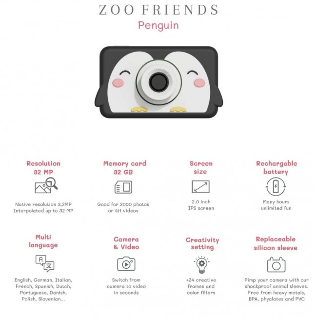 Aparat cyfrowy dla dzieci The Zoofamily - Pingwin