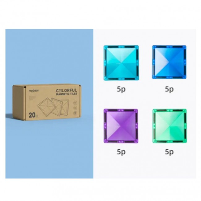 Klocki magnetyczne mideer - Gama chłodna kwadraty 20 el.