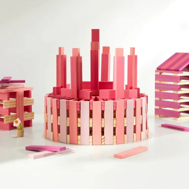 Drewniane klocki Archimedes mideer - Odcienie różu 100 el.