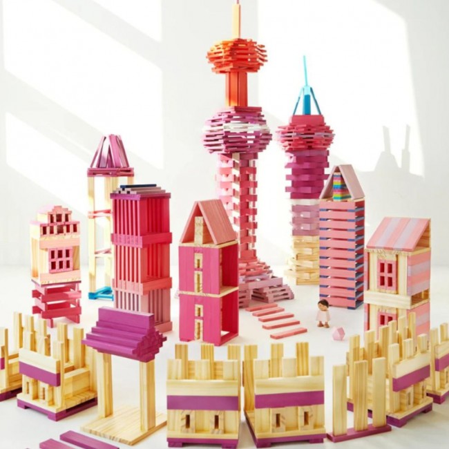 Drewniane klocki Archimedes mideer - Odcienie różu 100 el.