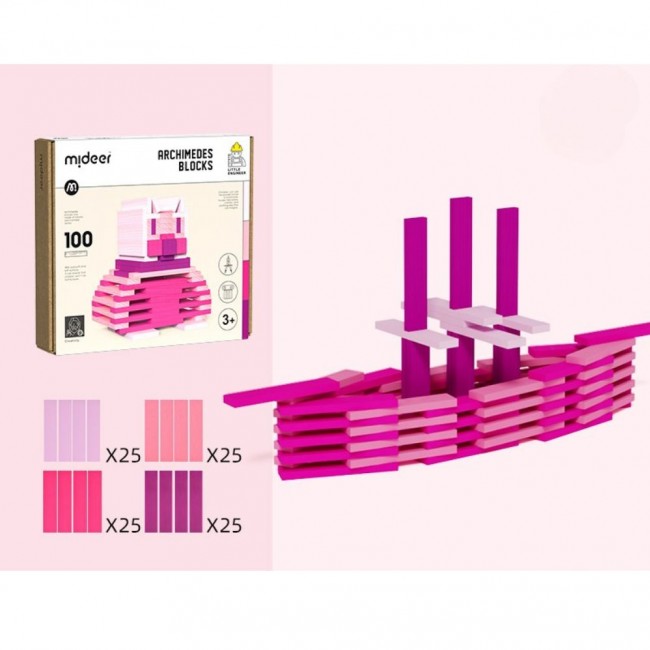 Drewniane klocki Archimedes mideer - Odcienie różu 100 el.