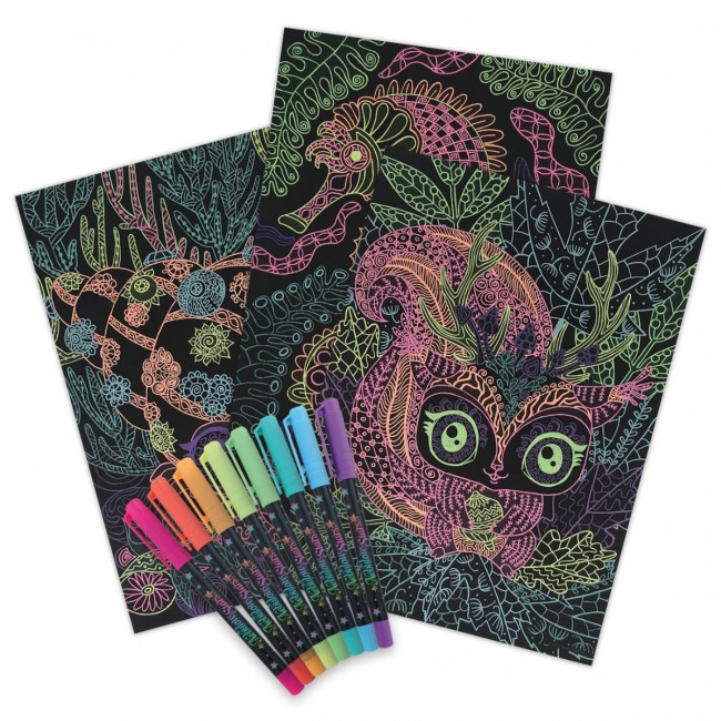 Kolorowanka z czarnymi kartkami i neonowymi flamastrami  Nebulous Stars - Coralia rozm. M