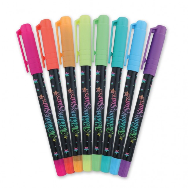 Kolorowanka z czarnymi kartkami i neonowymi flamastrami  Nebulous Stars - Coralia rozm. M