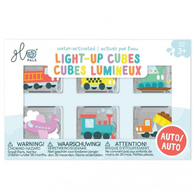 Kostki sensoryczne świecące w wodzie Glo Pals - Pojazdy 6 szt.