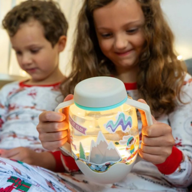 Słoik sensoryczny do napełnienia wodą Glo Pals z akcesoriami - Zima