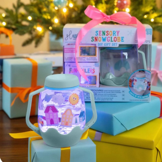 Słoik sensoryczny do napełnienia wodą Glo Pals z akcesoriami - Zima