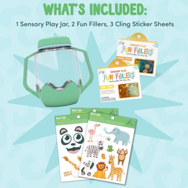 Słoik sensoryczny do napełnienia wodą Glo Pals z akcesoriami - Zoo