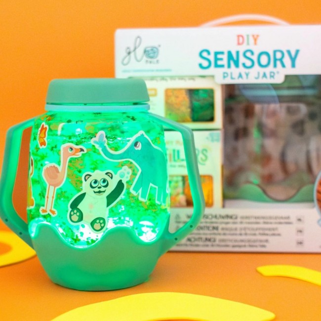 Słoik sensoryczny do napełnienia wodą Glo Pals z akcesoriami - Zoo