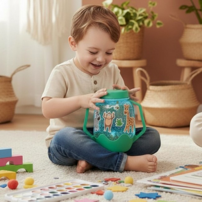 Słoik sensoryczny do napełnienia wodą Glo Pals z akcesoriami - Zoo