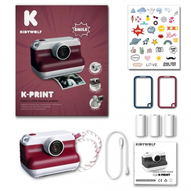 Aparat cyfrowy z drukarką Kidywolf - Red