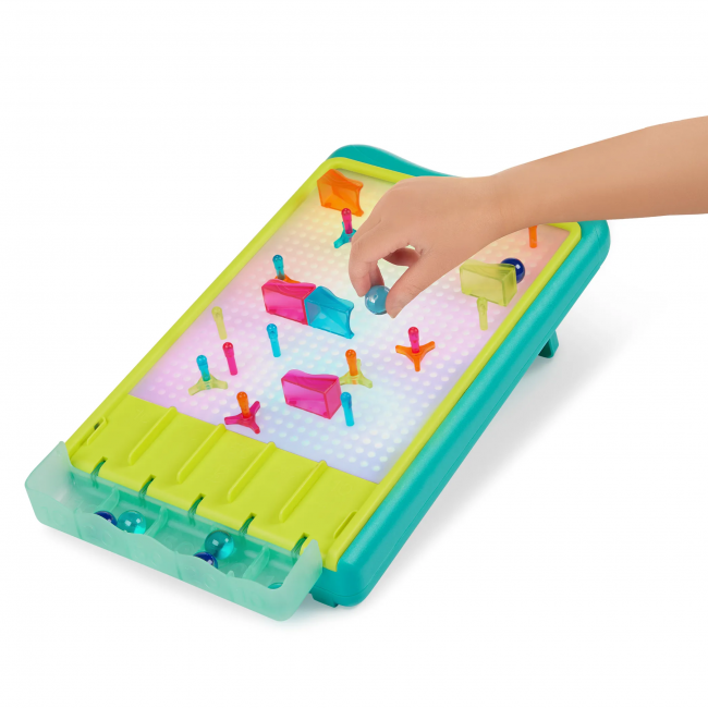 Podświetlany tor kulkowy i świetlna tablica artystyczna 2w1 B. Toys - Light-Up Marble Drop 180 el.