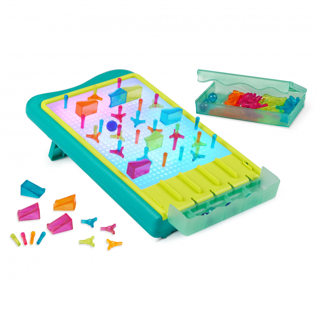 Podświetlany tor kulkowy i świetlna tablica artystyczna 2w1 B. Toys - Light-Up Marble Drop 180 el.