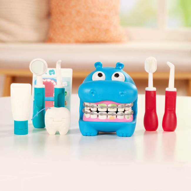 Edukacyjny zestaw do nauki mycia zębów i zabawy w dentystę Battat - Hippodontist 15 el.