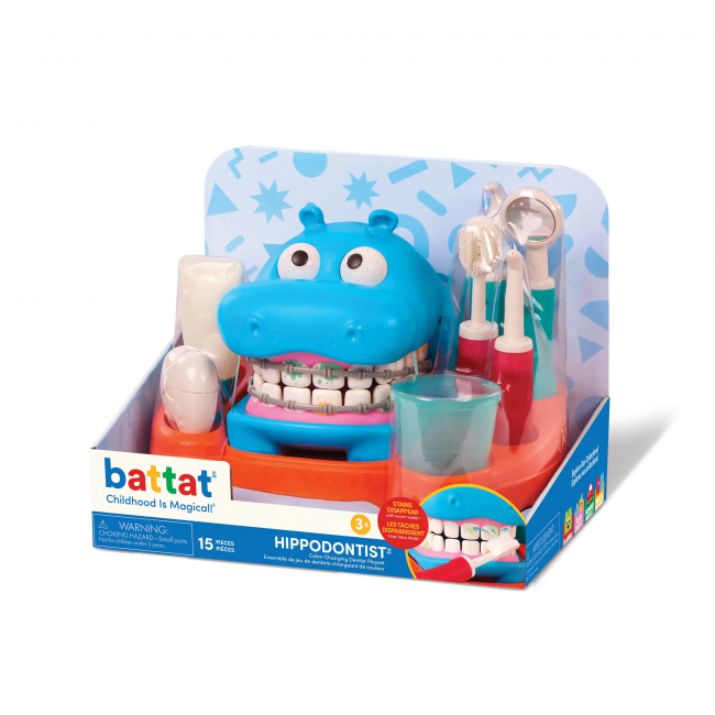 Edukacyjny zestaw do nauki mycia zębów i zabawy w dentystę Battat - Hippodontist 15 el.
