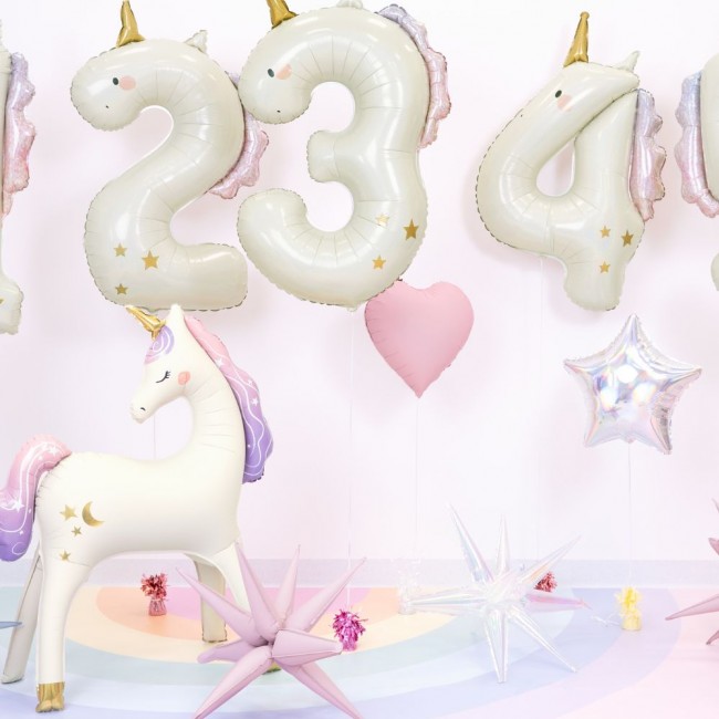 Balon foliowy Party Deco 93 cm - Cyfra 5 jednorożec