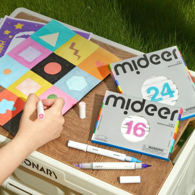 Markery akrylowe dwustronne 2w1 mideer – 24 kolory