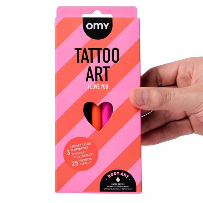 Zestaw 3 markerów do tworzenia tatuaży OMY - I love you