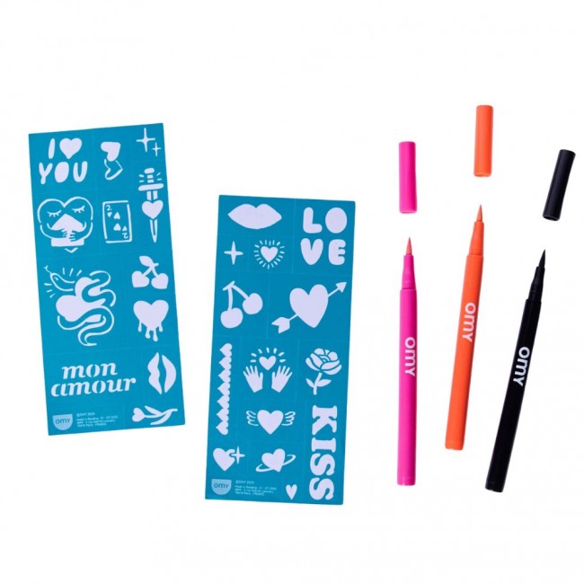Zestaw 3 markerów do tworzenia tatuaży OMY - I love you