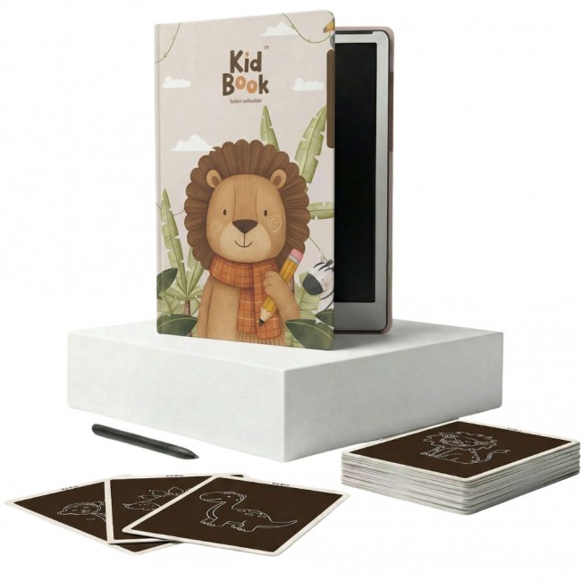 Tablet graficzny z kartami pracy do rysowania KidBook Kidinex - Safari