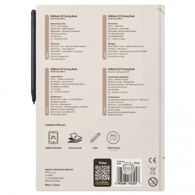 Tablet graficzny z kartami pracy do rysowania KidBook Kidinex - Safari