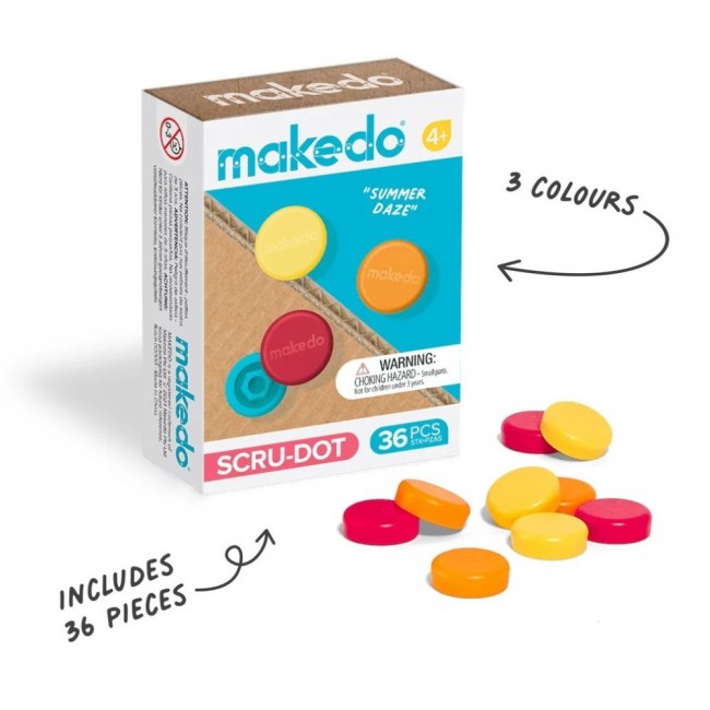 Ozdobne nakładki na śrubki Scru-Dot Makedo - Summer Daze 36 el.