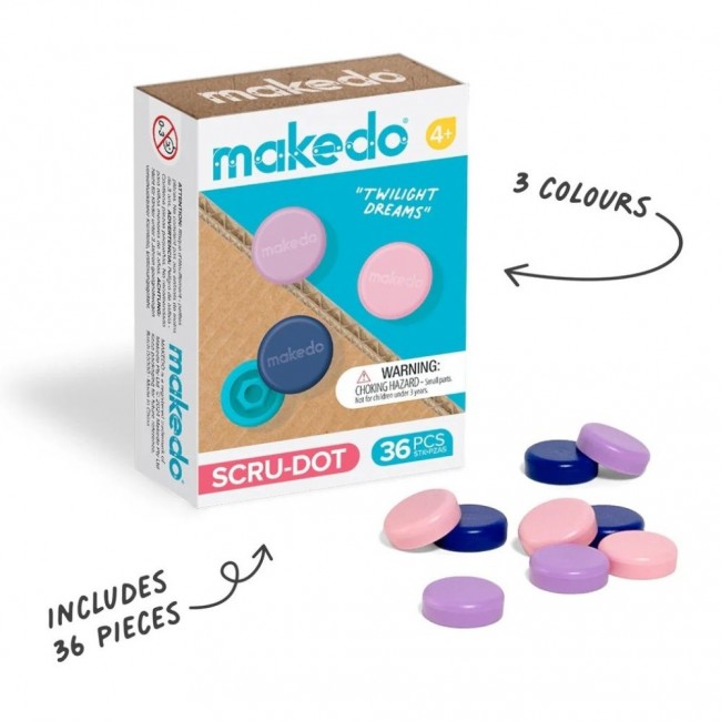 Ozdobne nakładki na śrubki Scru-Dot Makedo - Twilight Dreams 36 el.