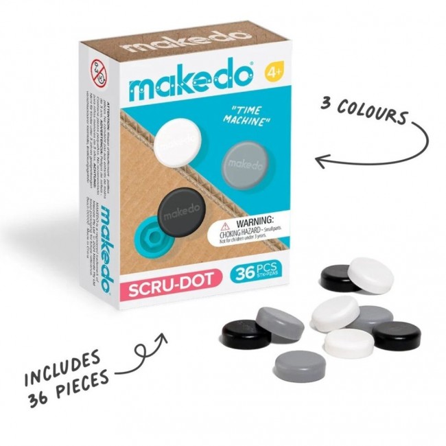 Ozdobne nakładki na śrubki Scru-Dot Makedo - Time Machine 36 el.