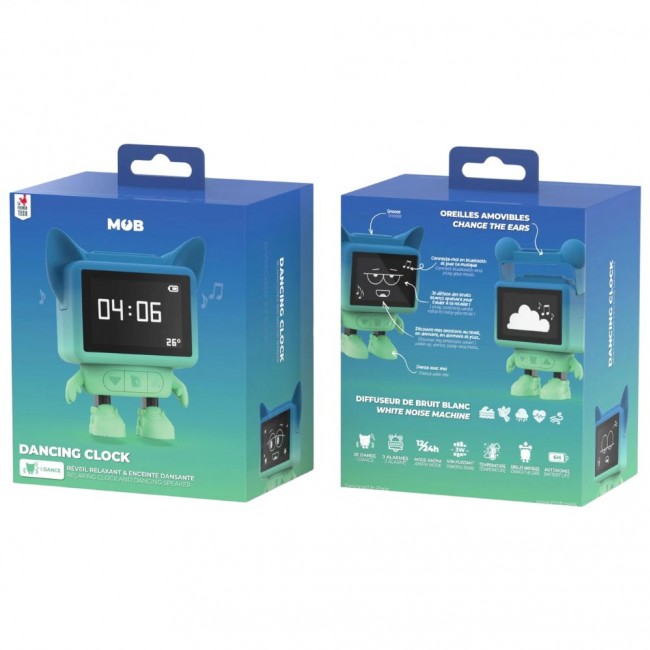 Tańczący interaktywny budzik i głośnik MOB - niebieski