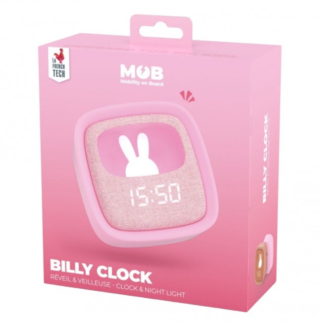 Budzik z lampką i funkcją drzemki Billy MOB - różowy