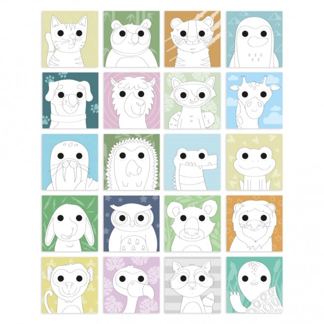 Kolorowanka z ruchomymi oczkami i kredkami Apli Kids - Wesołe Zwierzątka