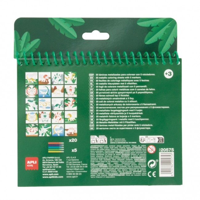 Kolorowanka z markerami Apli Kids - Dinozaury