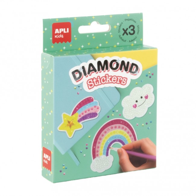 Diamentowe naklejki DIY Apli Kids - Tęcza
