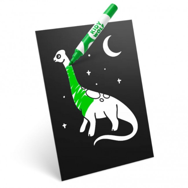 Zestaw do tworzenia świecącej dekoracji ściennej Kidywolf - Kidyneon Dino 3 szt.