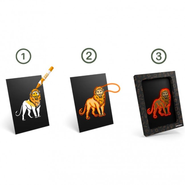 Zestaw do tworzenia świecącej dekoracji ściennej Kidywolf - Kidyneon Zwierzęta 3 szt.