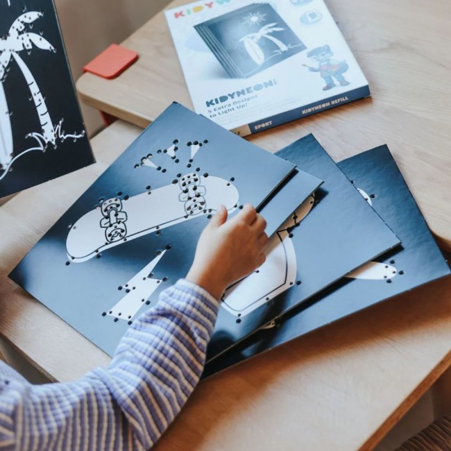 Wkłady do tworzenia świecącej dekoracji ściennej Kidywolf - Kidyneon Sport 5 szt.