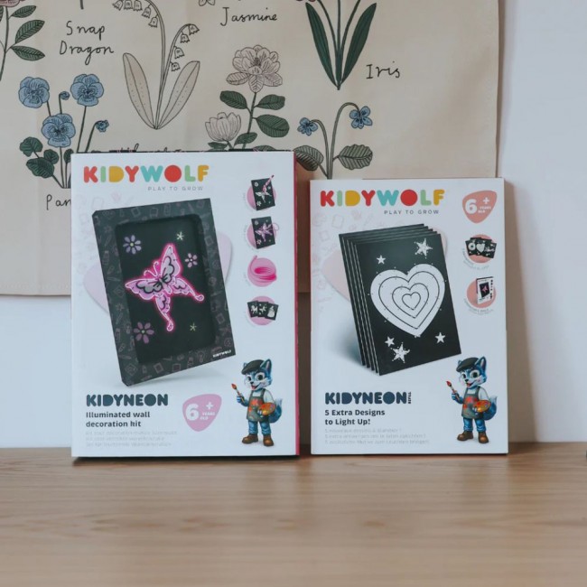 Wkłady do tworzenia świecącej dekoracji ściennej Kidywolf - Kidyneon Happy 5 szt.