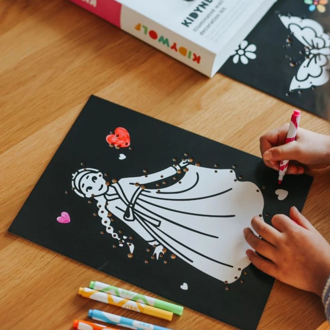 Wkłady do tworzenia świecącej dekoracji ściennej Kidywolf - Kidyneon Happy 5 szt.