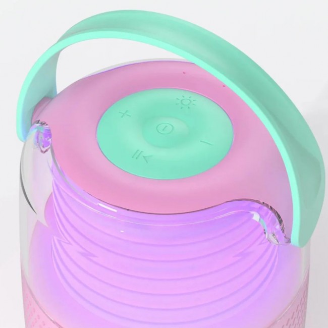 Zestaw do karaoke mikrofon i głośnik z podświetleniem LED MOB - różowy