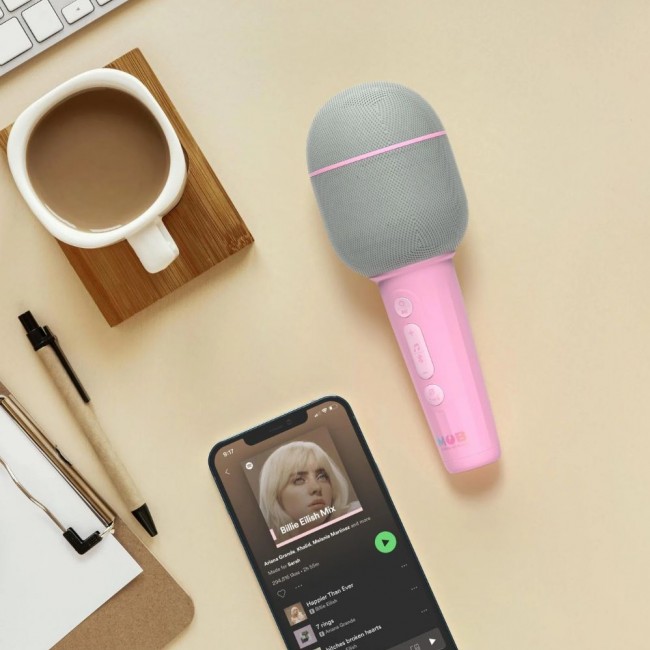 Mikrofon bezprzewodowy z efektami wokalnymi Groovy MOB - różowy